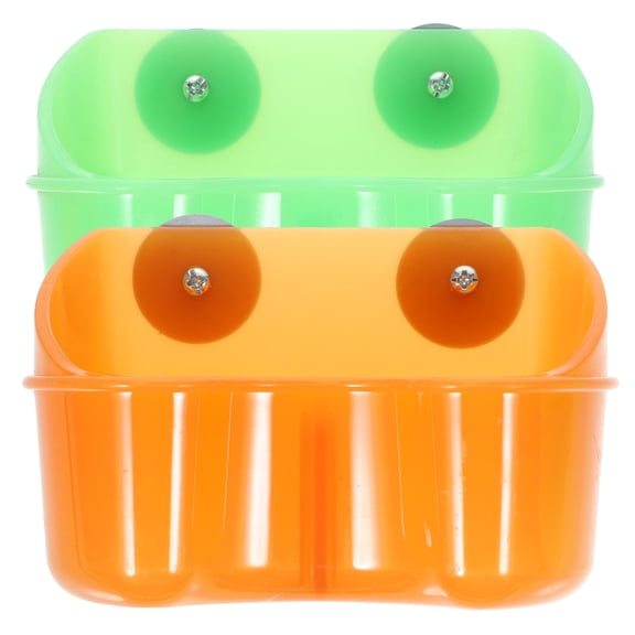 Baluue Bird Feeding Dish Parrot Food Holder Orange Plastic 2Pack