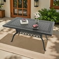 thumbnail image 6 of Hzzkey 59" x 35" Outdoor Cast Aluminum Dining Table, Umbrella Hole, Black, Rustproof for Patio/Deck, 6 of 7