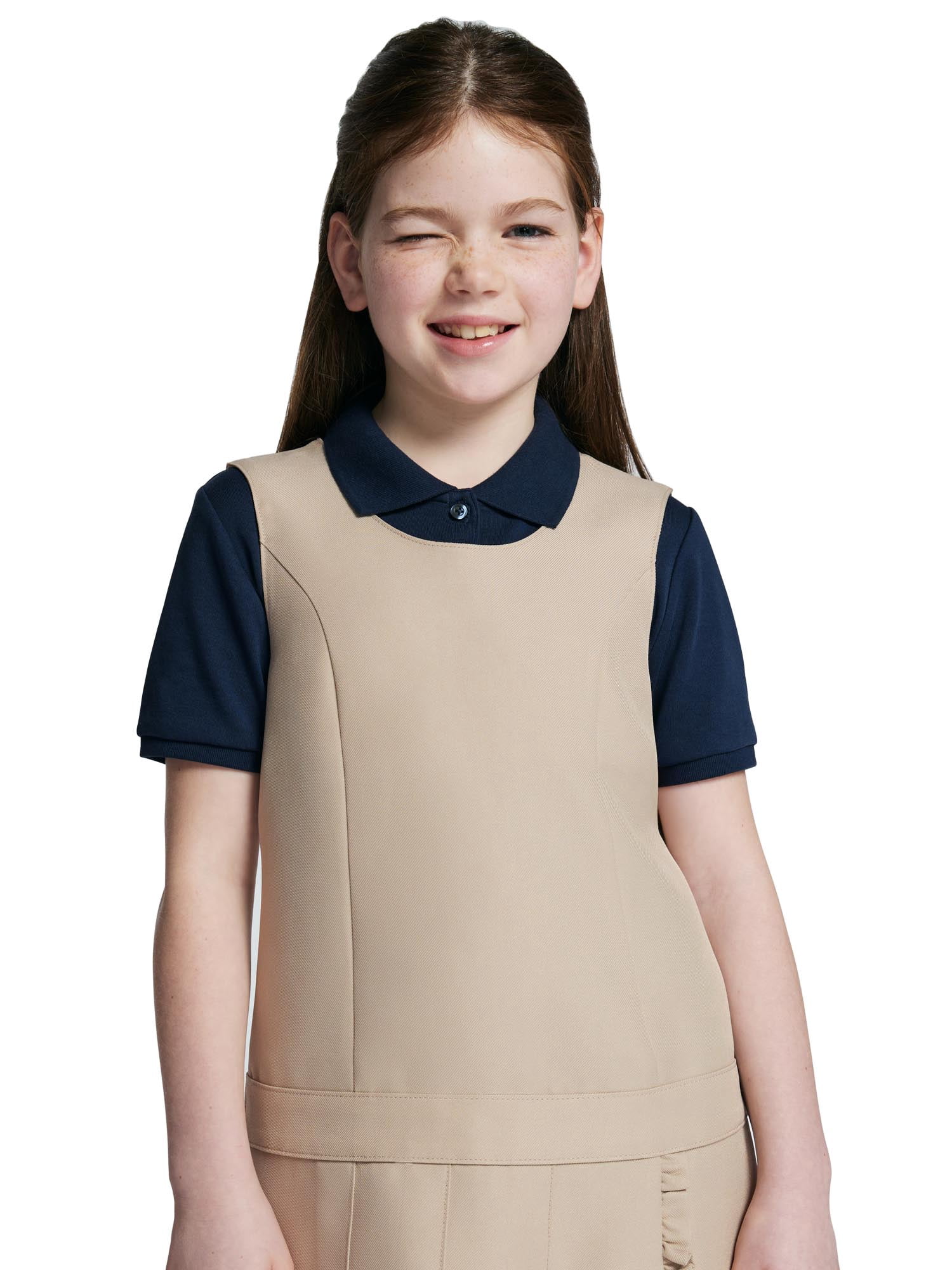 Wonder Nation Girls School Uniform Pleated Ruffle Jumper Dress, Sizes 4-16 & 8-20 Plus