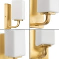 thumbnail image 3 of Cowan Collection One-Light Modern Satin Brass Etched Opal Glass Bath Vanity Light, 3 of 6