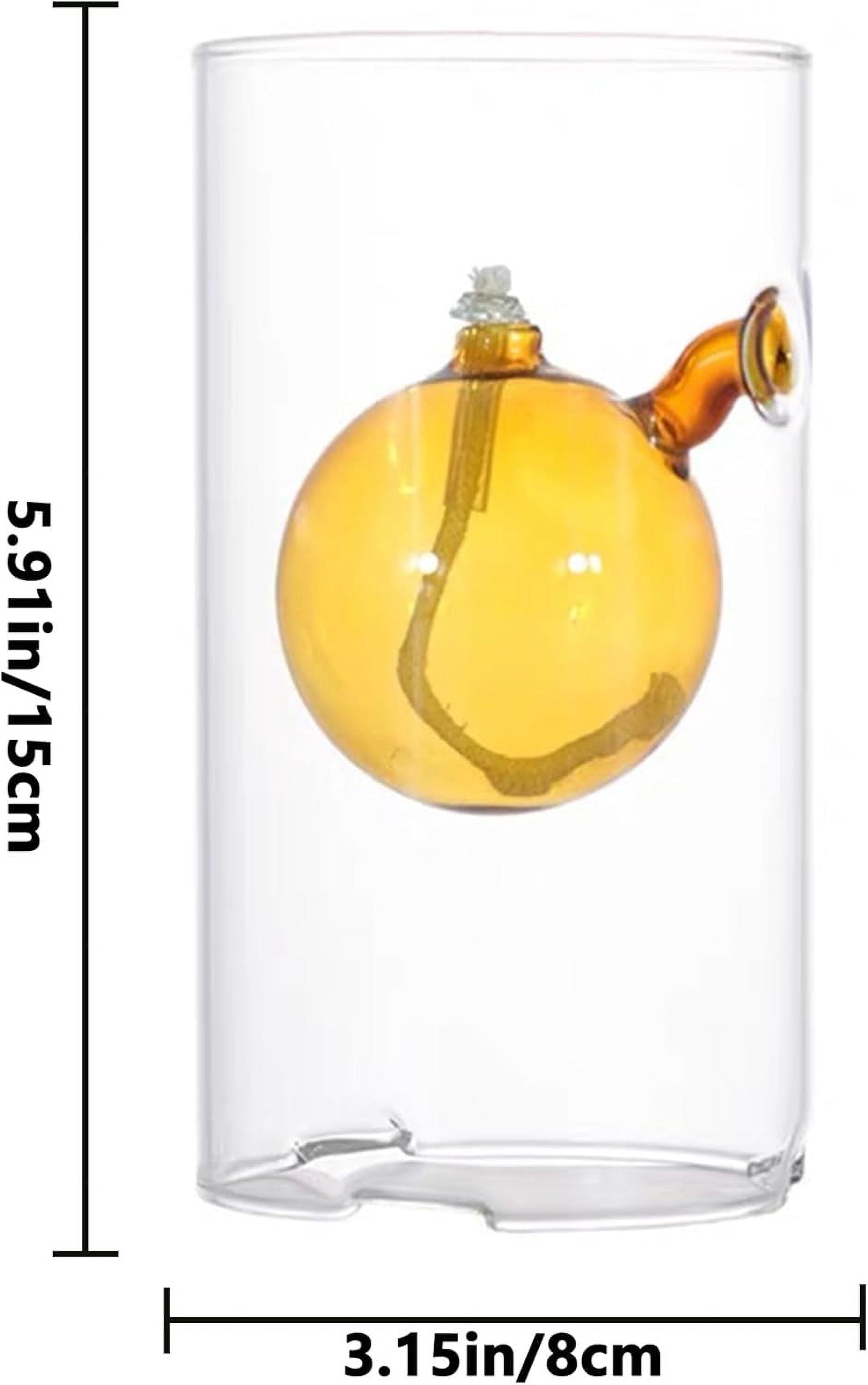 Refillable Liquid Petite Oil Lamp: Glass Oil Light Borosilicate Includes Bliss Suspended Hurricane Candle Holder Sleeve Lamp, Oil Candle Vessels for Table Centerpieces Decor (Clear)