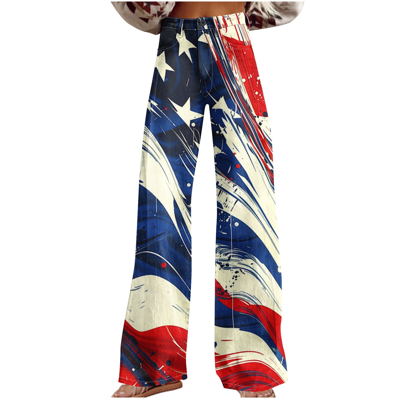 Women's Straight Leg Casual Pants with Button Pockets, Denim-Like Wide Leg Trousers for Daily Wear and Leisure Activities