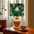 thumbnail image 2 of Linen Drum Lampshades Vintage Dark Green Damask Animal Frog Lotus flowers Water 13"x13"x10" Light Shade for Table Lamps Floor Lamps Drum Lamp Shades Lampshade Replacement Assembly Required, 2 of 8
