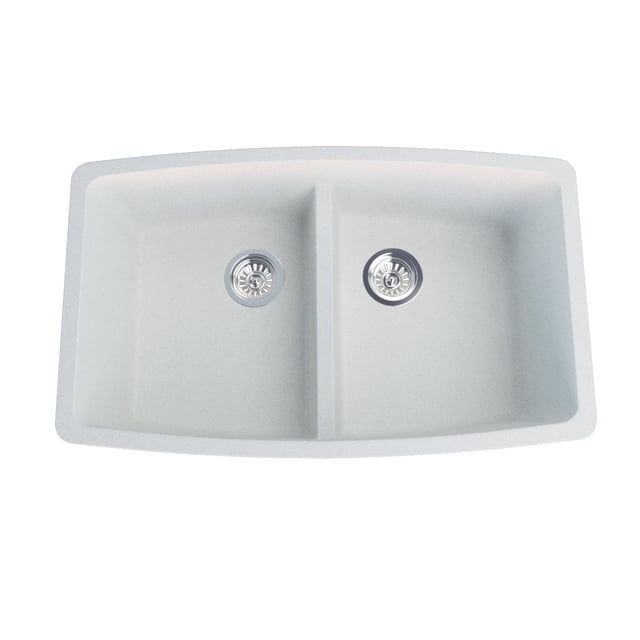 A&E Bath and Shower Bluva 33 po Évier de cuisine double en granit blanc