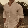 thumbnail image 2 of Mlzmgr Cotton Linen Long Sleeve Shirts for Men Button down Lightweight Summer Tops for Men with Pocket, 2 of 6