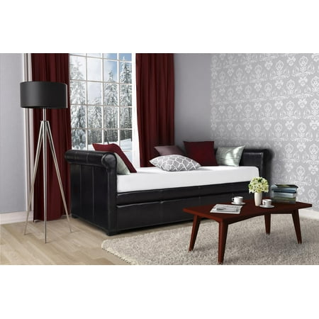 DHP Giada Upholstered Faux Leather Daybed and Trundle, Brown