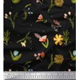 thumbnail image 1 of Soimoi Black Cotton Duck Fabric Artistic Leaf & Floral Print Fabric by the Yard 42 Inch Wide, 1 of 3