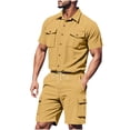 thumbnail image 1 of NTACZA Mens Shorts Set Short Sleeve Button Down Tracksuits Cargo Shirt Sweatsuits for Men L, 1 of 8