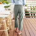 thumbnail image 4 of Kopltyrfg Cropped Linen Pants Women Straight Leg Pull On Work Pants Business Casual High Waisted Dress Pants Office Ankle Pants Dark Green M, 4 of 5