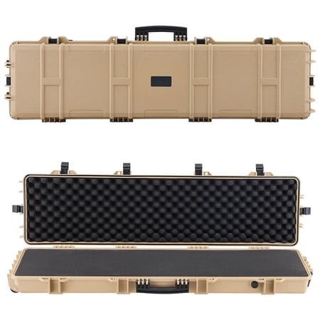 VEVOR Hard Rifle Case Lockable Rifle Case with Pre-cut Foams 50 in Movable Gun Storage with Wheels IP67 Waterproof & Dustproof Pistol Storage for Rifle Shotgun Airsoft Gun Khaki