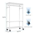 thumbnail image 4 of GDF Studio Heavy Duty Clothes Rack with Wheels, Adjustable Shelves and Side Hooks, White, 4 of 9