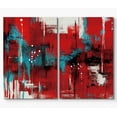 thumbnail image 3 of PixonSign Canvas Print Wall Art Set Red, Teal and Black Grunge Brushstrokes Geometric Shapes Illustrations Contemporary Edgy Multicolor Ultra for Living Room, Bedroom, Office - 24"x36"x2, 3 of 5