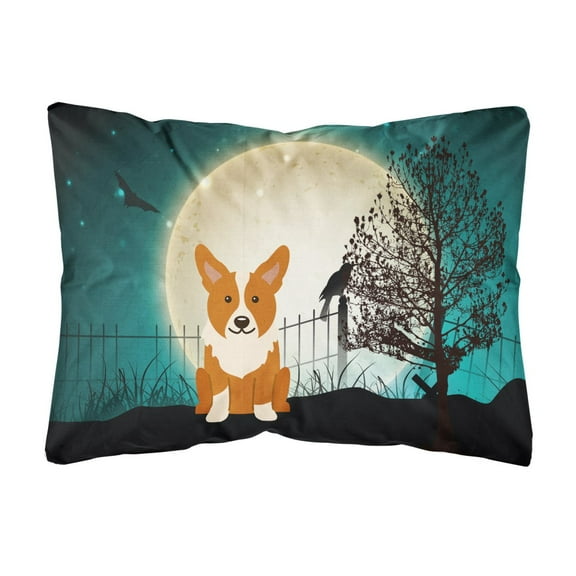 Carolines Treasures BB2290PW1216 Halloween Scary Corgi Canvas Fabric Decorative Pillow, 12H x16W, multicolor