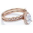 thumbnail image 3 of JeenMata 1.25 Carat pear cut Moissanite Wedding Ring Set in 18k Rose Gold Over Silver, 3 of 7