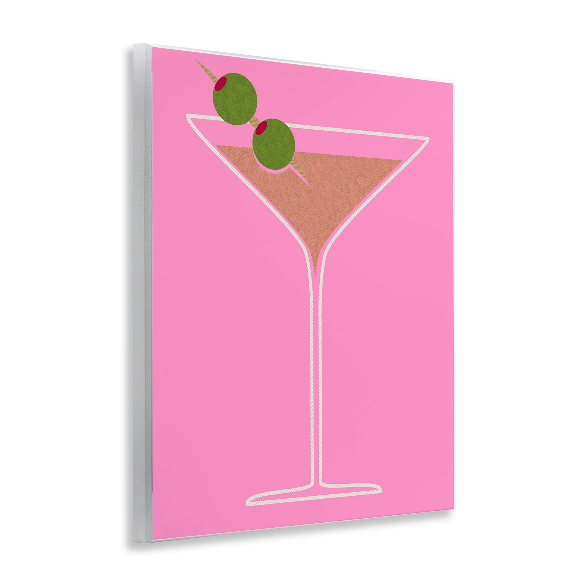 Stupell Industries Dirty Martini on Pink Food & Beverage Painting Unframed Art Print Wall Art, 11 x 14