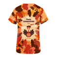 thumbnail image 6 of Feancey Funny Scrubs for Women Thanksgiving Scrub Tops Short Sleeve V Neck Working T-Shirts Holiday Casual Turkey Print Nursing Uniforms with Pockets Multicolor M, 6 of 7