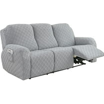 8 Piece Stretch Recliner Slipcover Jacquard Recliner Loveseat Covers with Side Pocket Anti-Slip Fitted Couch Furniture Protectors with Elastic Bottom, For 3 Seater