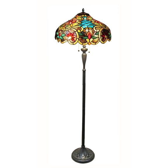 RADIANCE Goods Tiffany-Style Victorian 2 Light Floor Lamp 18" Shade