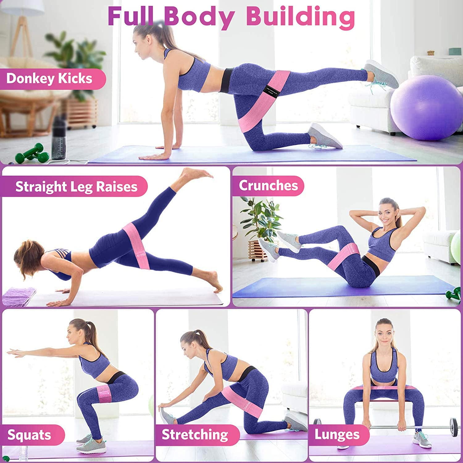 Resistance Bands for Legs and Butt Exercise Bands Set Booty Band Hip Bands Wide Workout Bands Sports Fitness Bands Resistance Loops Band Anti Slip Elastic Walmart