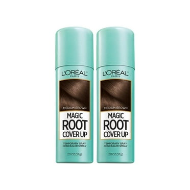 2 Count | L'Oreal Paris Magic Root Cover Up Temporary Gray Concealer Spray, Medium Brown 20 oz Spray