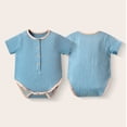 thumbnail image 6 of Mgmyaa Baby Boys Girls Pure Cotton Muslin Short Sleeve Bodysuit Snap Closure Summer Romper Newborn Jumpsuit for 3-24 Months, 6 of 9
