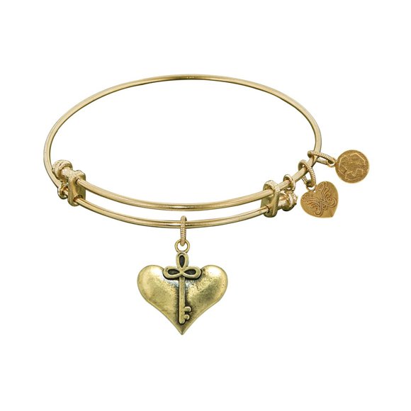 Yellow Smooth Finish Brass Cherish Angelica Bangle Bracelet, 7.25"