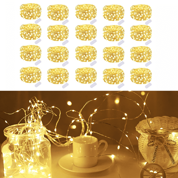 20 Pack Fairy Lights Battery Operated, 3.3ft 20 LED Mini String Lights for Indoor Party Valentines Day Decorations Warm White