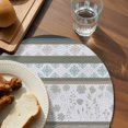 thumbnail image 3 of Brown Geometric Round 15 Inch Placemats Set of 4, Stripes Boho Spring Flowers Pastoral Country HeatResistant Non Slip Place Mats for Dining Table, Wipeable Braided Kitchen Table Mats for Housewarming, 3 of 9