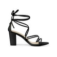 thumbnail image 3 of BLISSFUL STEP Women's Shoes Open Toe Lace Up Block Heel Strappy Heels Black 7.5, 3 of 8