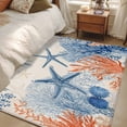 thumbnail image 5 of Summer Ocean Washable Area Rugs 4'x6', Vintage Nautical Sea Orange Blue Starfish Corals Seashell Low Pile Throw Living Room Rug Non-Slip Sturdy Edge Binding Carpet for Indoor Entryway Bedside Kitchen, 5 of 9
