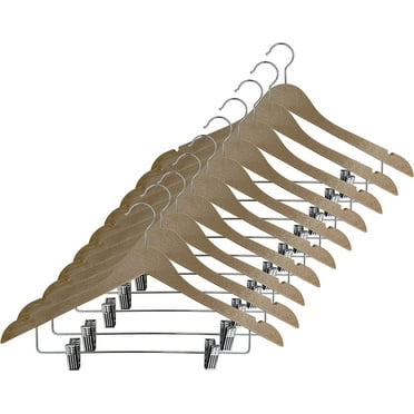 USTECH | Wood-Look Hangers | Suits & Strappy Dresses | Set of 10