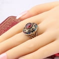 thumbnail image 6 of Womens Retro Natural Persian Jade Gold Plated Hollow Carved Alloy Ring, Electroplated, Artificial Gemstone Inlay, 6 of 6