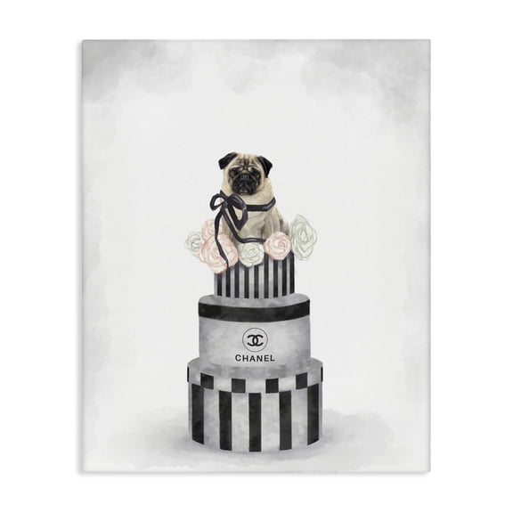 Stupell Industries Contemporary Fashion Box Stack Pet Dog Pink Grey Canvas Art, 16 x 20, by Ziwei Li