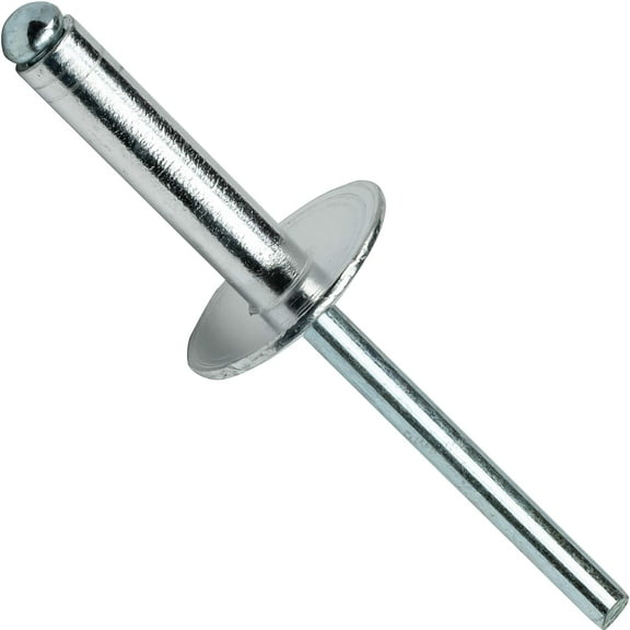 Fastenere Large Flange Pop Rivets - 3/16" x 5/8" (50 Pack) Aluminum Body Steel Mandrel, Heavy Duty Dome Head Blind Rivets, Open End 6-10 Gap .501" - .625" - Corrosion Resistant, High Shear Strength