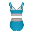 thumbnail image 4 of Diufon Womens Bikini Set Ruffled V Neck Tops and High Waisted Bottoms Summer Fashion Swimsuit with Colorful Trim, 4 of 7