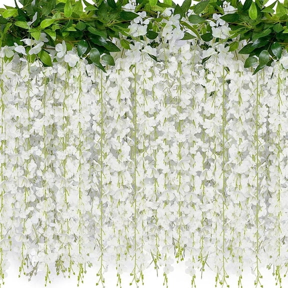 Totowood 6 Feet Artificial Flowers 20 Branches Wisteria Vines Hanging Flowers Silk Wisteria String for Home Garden Party Wedding Decor -2Pcs