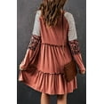 thumbnail image 3 of Robe Mini à Manches Longues Patchwork Léopard Rayé Rose pour Femmes, 3 of 20
