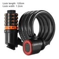thumbnail image 5 of Pebbuoy Bicycle Lock with LED Tail Light Shear-Resistant Anti-Theft 5 Digit Resettable Combination Bike Cable Lock Accessories, 5 of 6