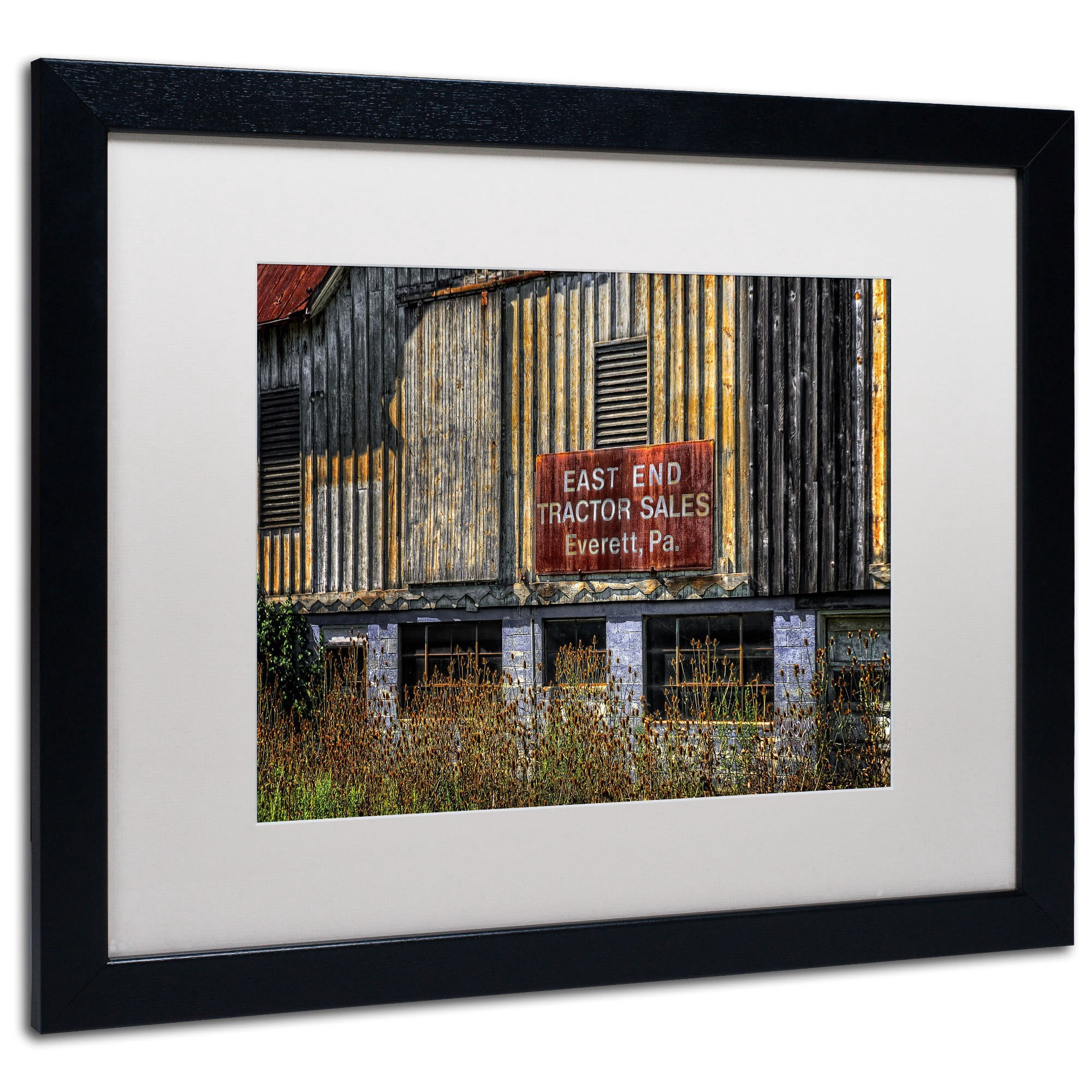 Trademark Fine Art "East End Tractor Sales" Canvas Art by Lois Bryan, White Mat, Wood Frame