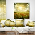 thumbnail image 4 of Designart Wild Poppies on Cloudy Background - Landscape Printed Throw Pillow - 18x18, 4 of 5