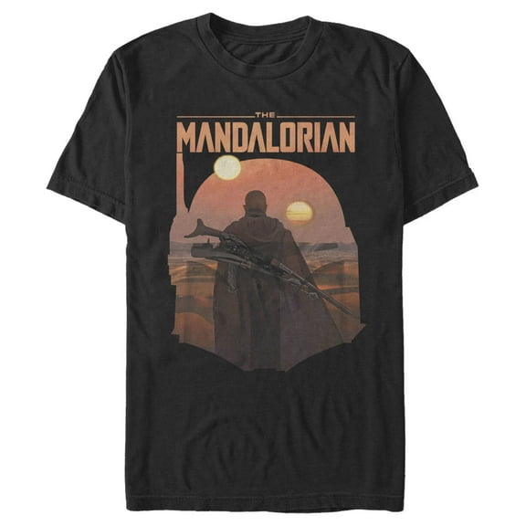 Men's Star Wars: The Mandalorian Boba Fett Sunset Helmet Graphic Tee Black 3X Large