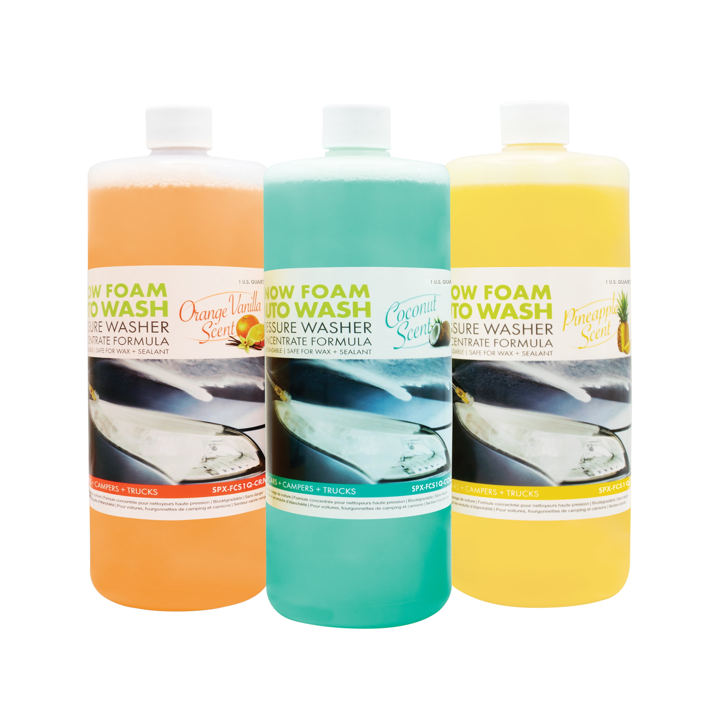 Sun Joe SPX-AW3Q 3-Pack Pressure Washer Auto Snow Foam Trio , Pineapple , Orange-Vanilla , Coconut