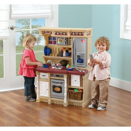 Step2 LifeStyle Custom Play Kitchen with 20 Piece Accessory Play Set - Tan