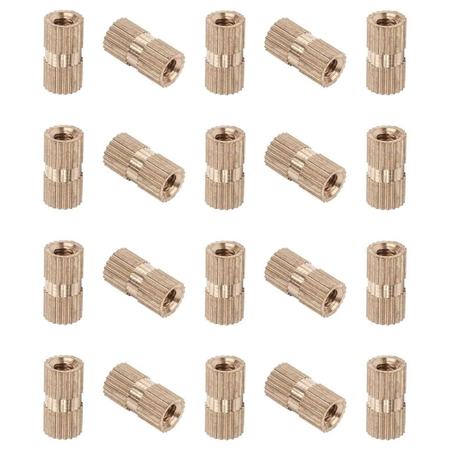 HUGFEGWE M3x10mm Female Thread Knurled Nuts,100PCS Hx5mm OD Brass Threaded Insert Embedment Nuts Hydraulic Welded Joint Injection Molding Assortment Kit for 3D Printing Injection Molding CJB91-25004