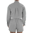 thumbnail image 4 of MAIHAN Women’s 2 Piece Lounge Tracksuit Outfit Sets Summer Loose Fit Long Sleeve Shirt and Elastic Waist Shorts Women Shorts Sets Outfits Summer Travel Outfits for Women Two Piece Outfit, 4 of 5