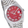 thumbnail image 3 of Pre-Owned Rolex Datejust 41MM 126300 Red Roman Diamond Dial Smooth Bezel Stainless Steel Jubilee Bracelet, 3 of 8