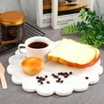 thumbnail image 5 of 12 Inches Marble Cutting Board Round Cheese Board Marble Charcuterie Board Circle Marble Slab Multi Purpose White Scalloped Cutting Board with Non Slip Feet for Kitchen Bread Cheese Pizza, 5 of 7