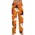 thumbnail image 2 of Mens Halloween Pajamas Cute Pumpkin Ghost Print Elastic Waist Pjs Bottoms with Pockets Halloween Soft Long Sleep Lounge Sleepwear, 2 of 5