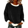 thumbnail image 1 of Chandails d'Automne et d'Hiver Grande Taille pour Femmes, Chandail à Capuchon à Col Rond en Flanelle Uni à la Mode et Décontracté pour Femmes, Chandails à Capuchon Amusants Noir m, 1 of 4