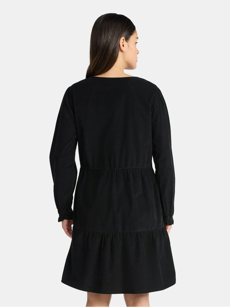 Time and Tru Women's Tiered Corduroy Dress with Long Sleeves, Sizes XS-XXXL - Walmart.com Time and Tru Women's Tiered Corduroy Dress with Long Sleeves, Sizes XS-XXXL - Walmart.com